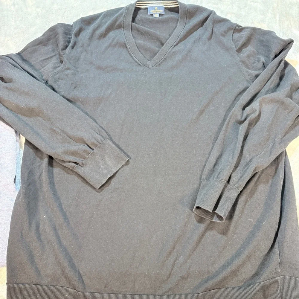 Lot 2 Brooks Brothers 2XLT Supima Cotton V-Neck Sweater Set Light Grey‎ Black